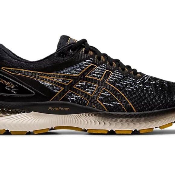 NIB Asics Gel-Nimbus 22 1011A794.001 Sneaker Men's US 6 39 EUR Knit Black Gold - Picture 3 of 5